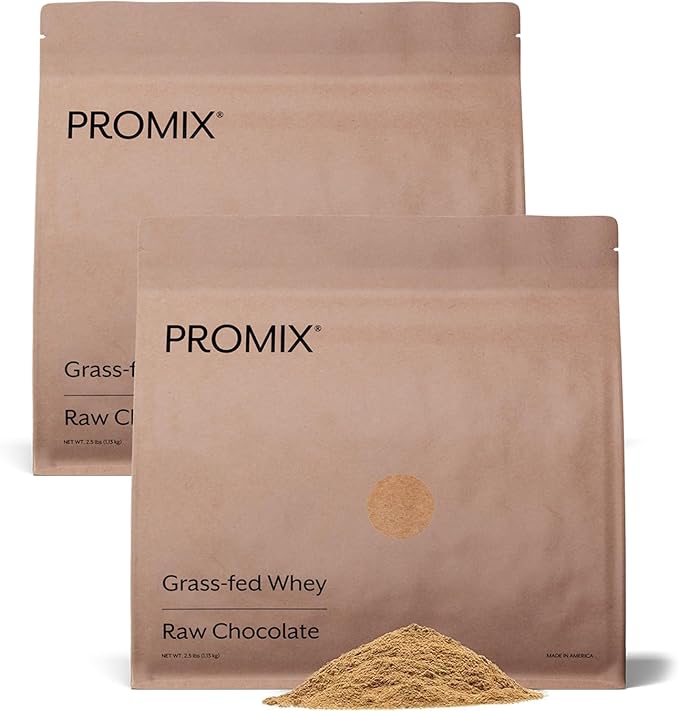 ProMix Nutrition Whey Protein Powder Raw Chocolate - Grass-Fed - ­Post Workout Fitness &amp Nutrition Shakes Smoothies Baking &amp Cooking Recipes - Gluten-Free &amp Keto-Friendly - 5 Pound (Pac