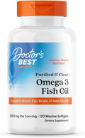 Doctor's Best Omega 3 Fish Oil Supplement for Women &amp Men - Source of DHA EPA &amp Omega-3 Fatty Acids Purified High 2000 mg Potency Heart Health Support Non-GMO Gluten Free - 120 Marine S