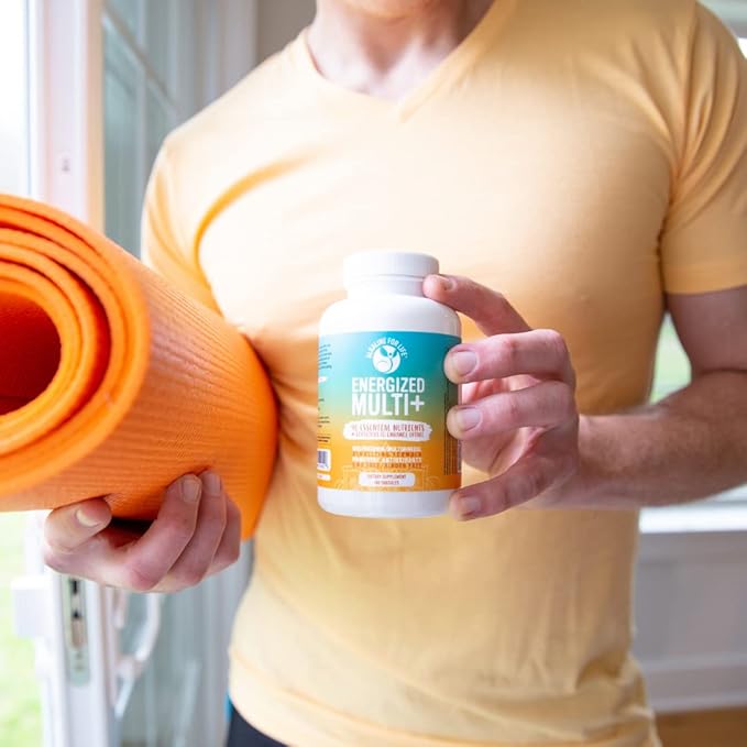 Energized Multi - Potent Multivitamin with 40 Fully Bioavailable Nutrients B Complex Vitamins Vitamin D Vitamin C Vitamin K Zinc Quercetin Calcium Magnesium in Alkalizing Forms - 180 tabs