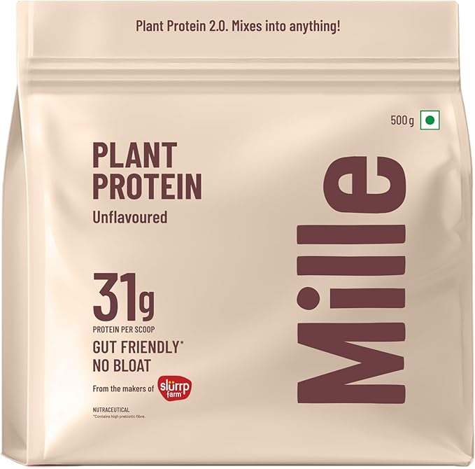Mille Plant Protein Powder Unflavored | 31g Protein per Scoop | Vegan Yeast Protein | Non-Bloating | Mixes Easily into Any Dish | Clean Plant-Based Blend | 17.64 Oz (500g)