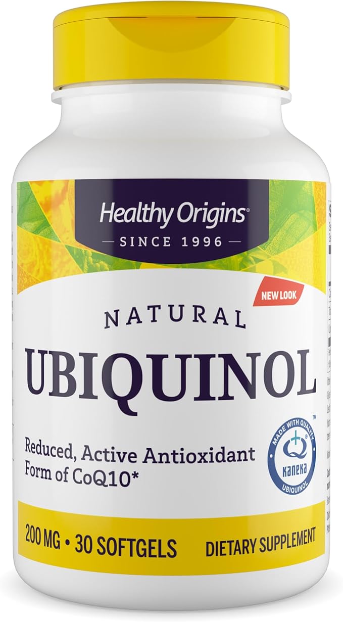 Healthy Origins Ubiquinol (Active Form of CoQ10) 200 mg - Ubiquinol Supplements for Heart Health &amp Antioxidant Support - Gluten-Free &amp Non-GMO Supplement - 30 Softgels