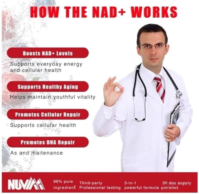 NAD+ Nicotinamide Riboside Quercetine Resveratrol PQQ 1000mg Advance Premium Supplement Liquid (30 Pockets) for Cellular Health Support Energy Boost Anti aging Brain Skin Glow for Men&ampWomen