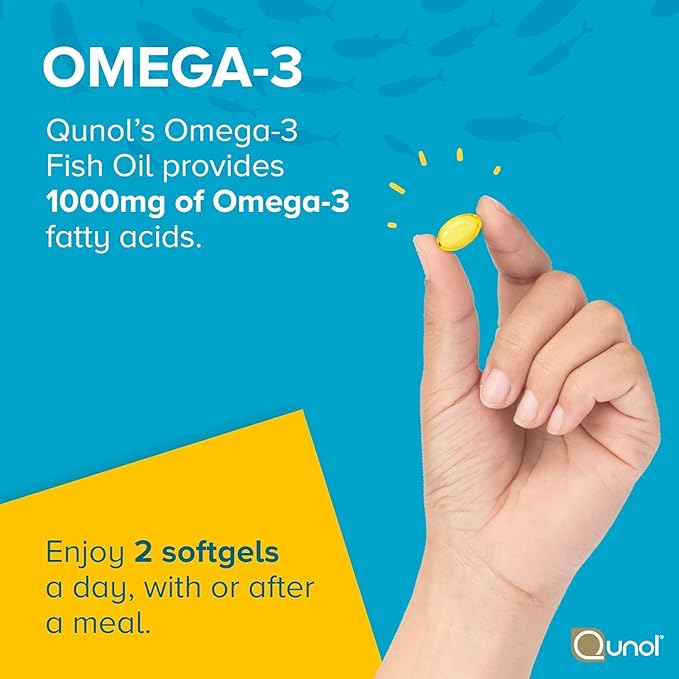 Qunol Ultra CoQ10 200mg Softgels - Ultra High Absorption Coenzyme Q10 Supplement - 2 Month Supply - 60 Count + Fish Oil Omega 3 Mini Softgels 1000mg Omega 3 EPA + DHA 3 Month Supply 180 Count