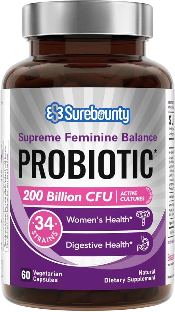 Women's Probiotic 200 Billion CFU Prebiotics + Digestive Enzymes + Cranberry 60 Caps