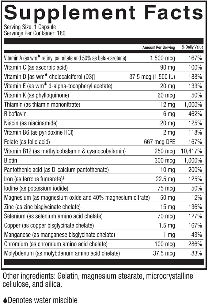 Celebrate Vitamins Multi-Complete 45mg Iron – Daily Bariatric Multivitamin for Sleeve Gastrectomy and Gastric Bypass Surgery Patients – Essential Vitamins &amp Minerals (180 Capsules)