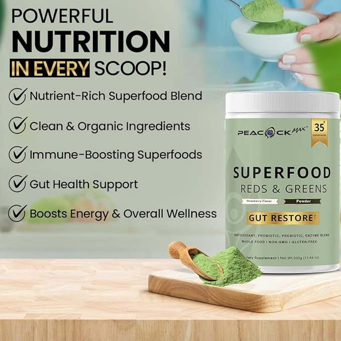 Superfood Reds &amp Greens Powder Bundle – 11.64 oz Single + 11.64 oz (Pack of 2) | Prebiotics &amp Probiotics Blend with Ashwagandha Antioxidants &amp Digestive Enzymes | Plant-Based Vegan Non-