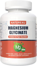 Magnesium Glycinate 500mg 100% Chelate for High Absorption Magnesium Supplement for Sleep Muscle Heart Never and Bone Support 180 Capsules