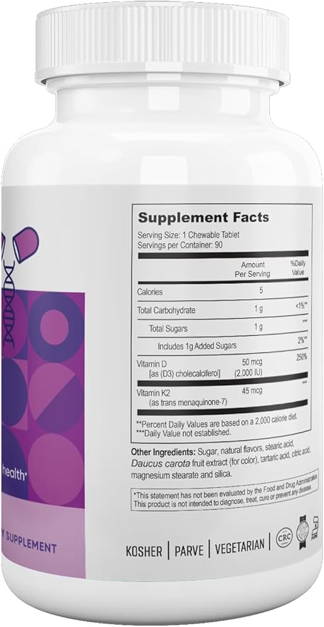 Nutri Supreme Research K2 with D3 Chews Grape Flavor 90 Count