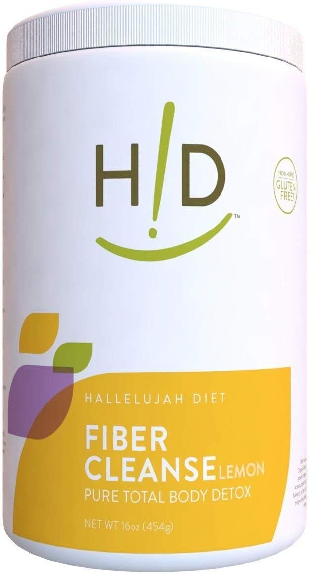 Hallelujah Diet Fiber Cleanse Powder - Lemon Flavored Psyllium and Flax Seed-Based Powder Eliminates Toxins and Restores Optimal Bowel Function Natural Colon Cleanse Supplement - (16 oz)