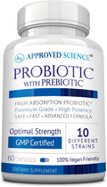 Approved Science Probiotic with Prebiotic - 10 Strains - 25 Billion CFU - 1 Bottle - Vegan