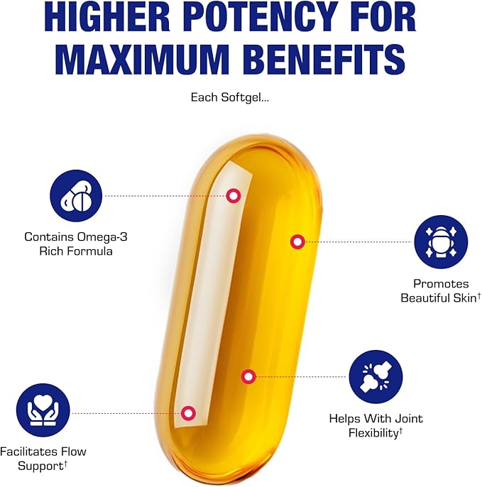 Clinical Omega 3 Fish Oil Supplement with EPA and DHA - 120 Orange Flavored Softgels for Heart Immune and Nervous Health - 1200mg of Molecularly Distilled Omega-3