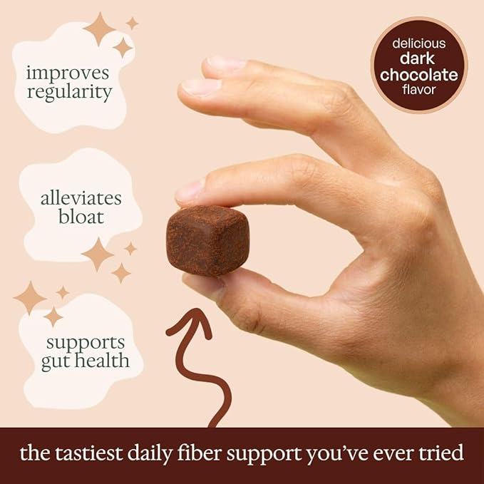 Fiber Bites - 5g Daily Fiber Supplement - Supports Regularity Digestion and Gut Health - All Natural Ingredients 30 Servings Dark Chocolate Flavor