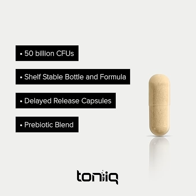 Toniiq 50 Billion CFU Lactobacillus Reuteri Probiotic 50mg per Serving - L Reuteri Probiotics - Highest CFU Count Lactobacillus Reuteri Probiotic - 120 Vegetarian Capsules - 120 Servings