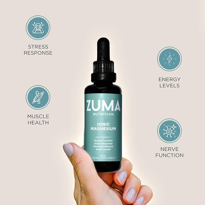 Zuma Nutrition Ionic Magnesium Liquid Tonic Vegan Natural Supplement for Cognitive Support Herbal Mineral Liquid Formula with Magnesium &amp Trace Ocean Minerals for Men &amp Women 60 ML Bottle