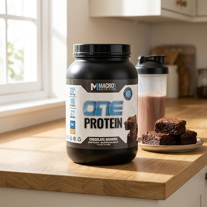 Macro1 Nutrition ONE Protein Powder Whey and Casein Blend Low Calorie Baking Protein - 27 Servings | NSF Certified for Sport