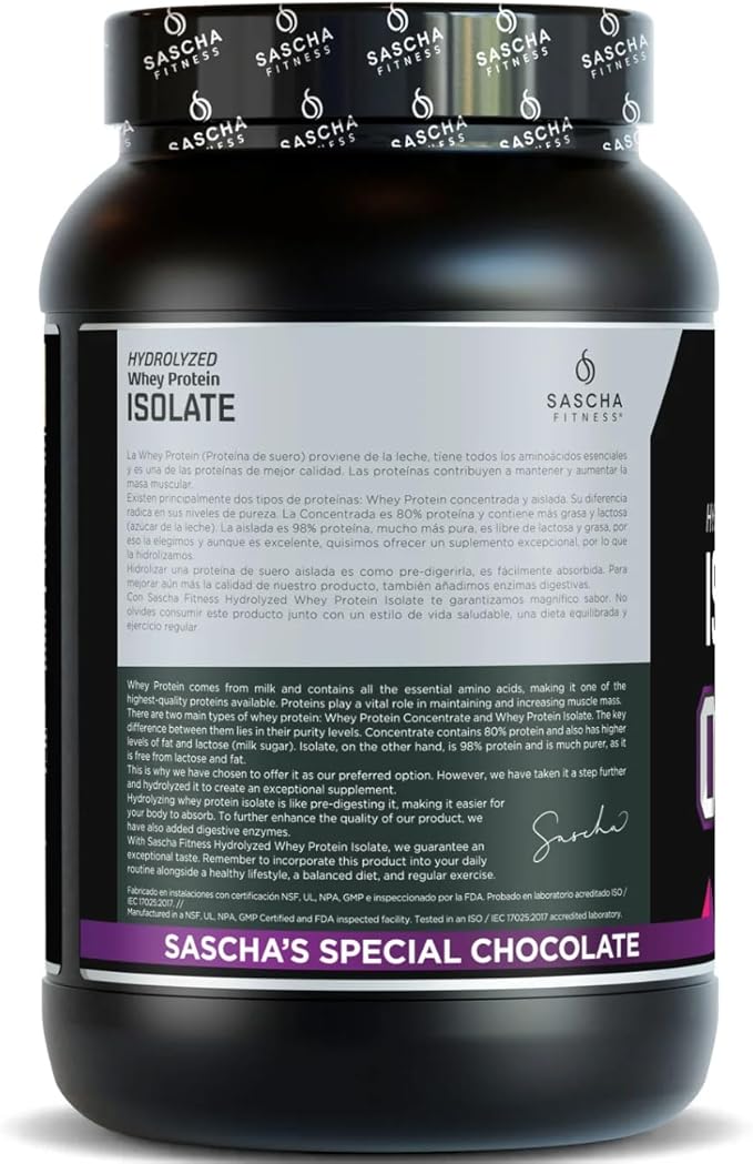 SASCHA FITNESS Hydrolyzed Whey Protein Isolate100% Grass-Fed (2 PoundChocolate)