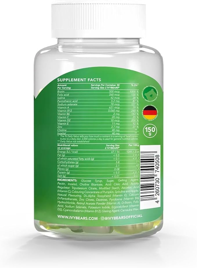IvyBears® Couple’s Hair Vitamin Bundle – Women’s &amp Men’s Hair Growth Gummies – Biotin Collagen Zinc &amp Multivitamins – Stronger Hair Skin &amp Nails – Vegan – 60 Count Each – 1 Month Supply