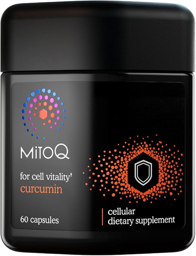 MitoQ Curcumin Longvida Lipidated Formula Mitochondria-targeted Antioxidant | Ultra Bioavailable &amp Sustained Action Free-Form Curcumin 60 Capsules