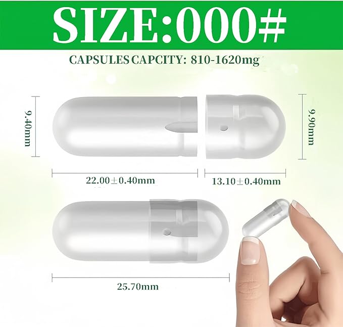 1000 Size 000# Empty Clear Veggie Caps Vegetable Vegetarian Vegan Capsules