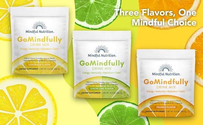 GoMindfully Orange Super Calm Magnesium Powder Drink Mix for Hydration Recovery Immunity and Energy with Trace Minerals Essential Vitamins L-Theanine and B Vitamin Complex