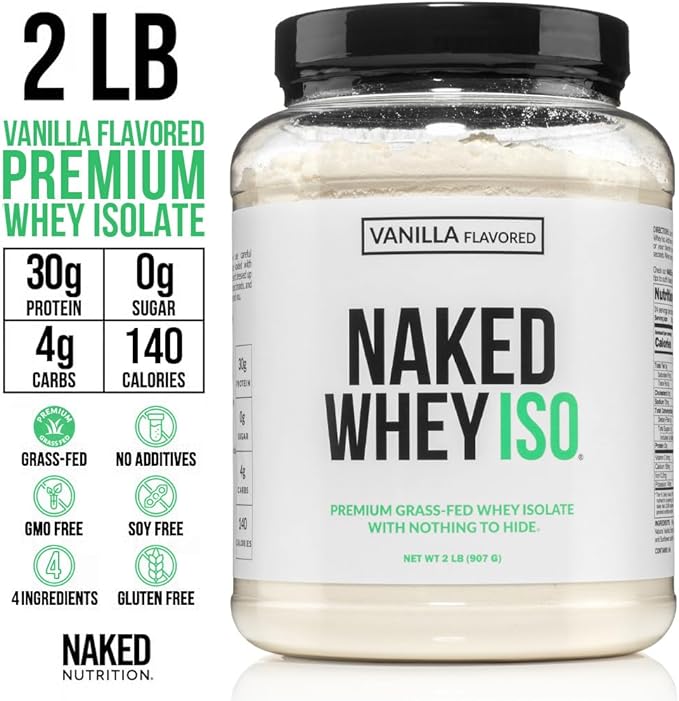 NAKED Vanilla Whey Isolate Protein Powder (24 Servings) Strawberry Lemonade Energy Pre Workout (30 Servings) – Grass-Fed Non-GMO Gluten Free Soy Free Vegan Friendly