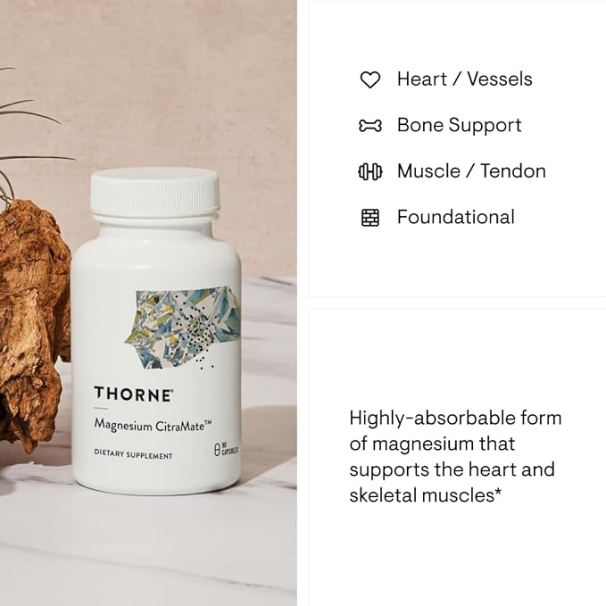 THORNE - Wellness Bundle - Bone Muscle Heart and Lung Health - Vitamin D + K2 Liquid &amp Magnesium CitraMate