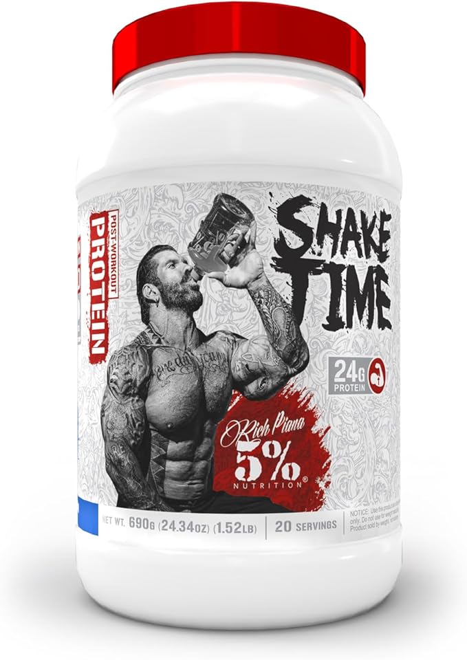 5% Nutrition Rich Piana Shake Time | 24g Animal Based Protein Drink | Grass-Fed Beef Isolate Chicken Egg | No Sugar or Soy (Cookies &amp Cream)