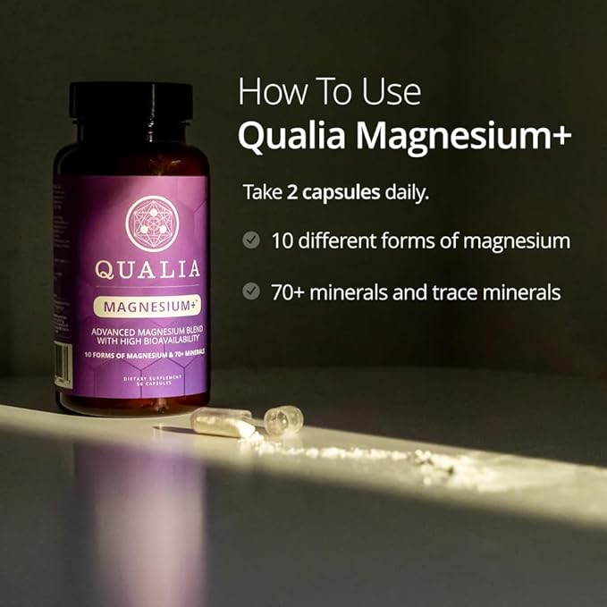 Qualia Magnesium Supplement | 10 Bioavailable Forms Including Magnesium Glycinate with 70+ Supporting Minerals +7 Amino Acids | Doctor-Formulated to Support Sleep Stress Relief Heart Relaxation