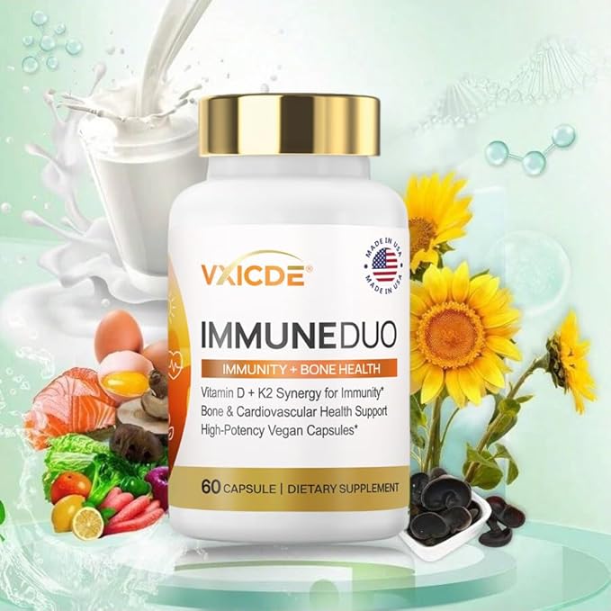 Vitamin Non-GMO Formula 125 mcg Vitamin D3 &amp 100 mcg K2 (MK-7) Supplement Easy to Swallow D &amp K Complex 60 Capsules