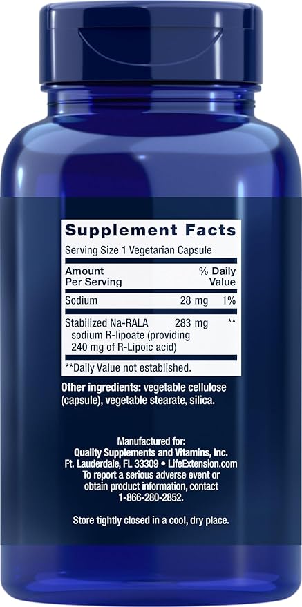 Life Extension Super R-Lipoic Acid 240mg 90 Veg Capsules (Pack of 2)
