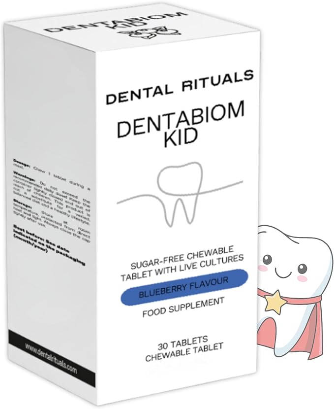 Dentabiom Kid Blueberry – Probiotic Chewable Tablets for Oral Health Sugar-Free 30 Count (Kid - Blueberry)