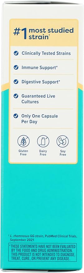 Renew Life Extra Care Go-Pack Probiotic Capsules Daily Supplement Supports Immune Digestive and Respiratory Health L. Rhamnosus GG Dairy Soy and gluten-free 50 Billion CFU 30 Ct