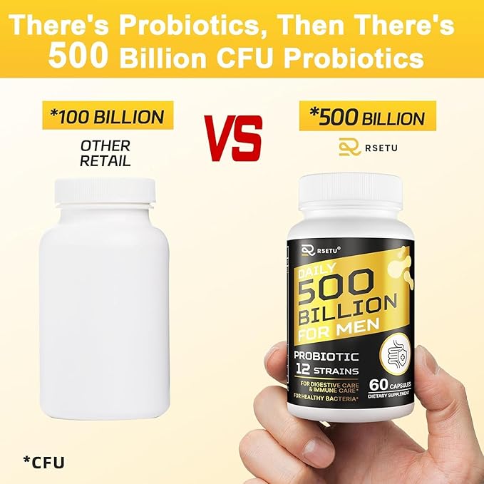 Probiotics for Men 500 Billion CFUs &amp 12 Strains Mens Probiotic with Turmeric Cranberry Goji Gut Health for Men for Digestive Health Gut Bloating &amp Gas Immune Energy Support 60-Day Su