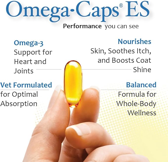 Omega-Caps Extra Strength for Large Breeds-Vet Formulated for Healthy Radiant Skin &amp Coat While Reducing Shedding. Contains Omega 3 for Immune System Support Easy to Dose 1000 Soft Gel Capsules