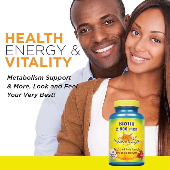 Nature's Life Biotin 2500mcg | Healthy Hair Skin Nail &amp Metabolism Support | Non-GMO | 200 Vegetable Capsules