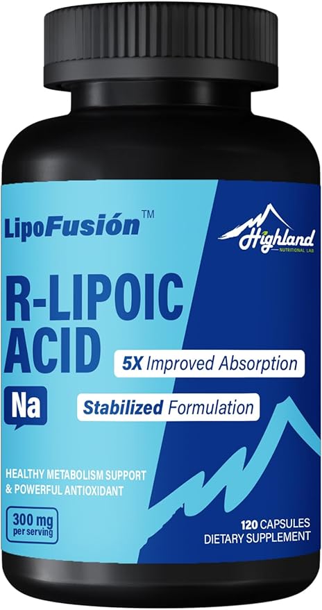 R Lipoic Acid (Na) 300mg per Serving 120 Capsules Up to 5X Improved Absorption Excellent Nutritional Supplement for Healthy Metabolism Support and Antioxidants-1 Bottle