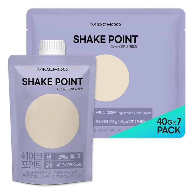 Protein Shake Point Powder - Roasted Grain Flavor (7 Pack) - 1.41oz (40g) Each High Protein Meal Replacement Korean Multigrain Power Drink Individually Portioned for Gym Office &amp Travel