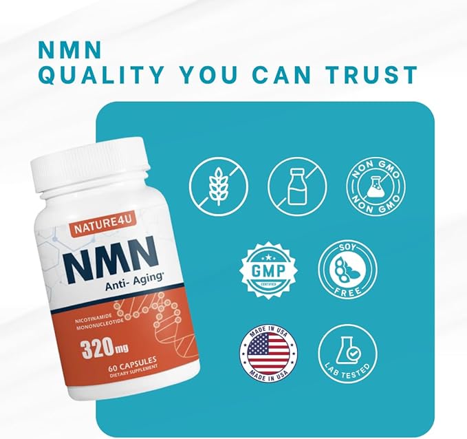 NMN (Nicotinamide Mononucleotide) 320mg NAD+ Alternative Supplement for Anti Aging 60 Capsules | Supports Cellular Energy Muscle &amp Wellness