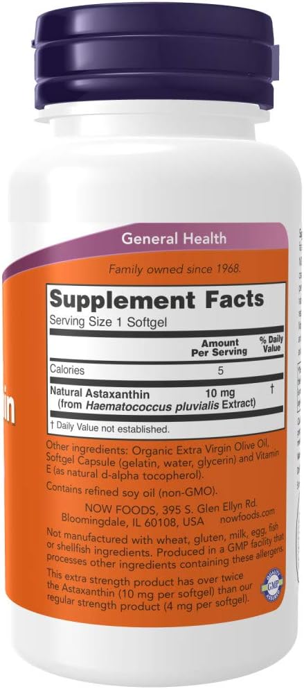 NOW Foods Astaxanthin 10mg 60 SoftGels (2 Pack)