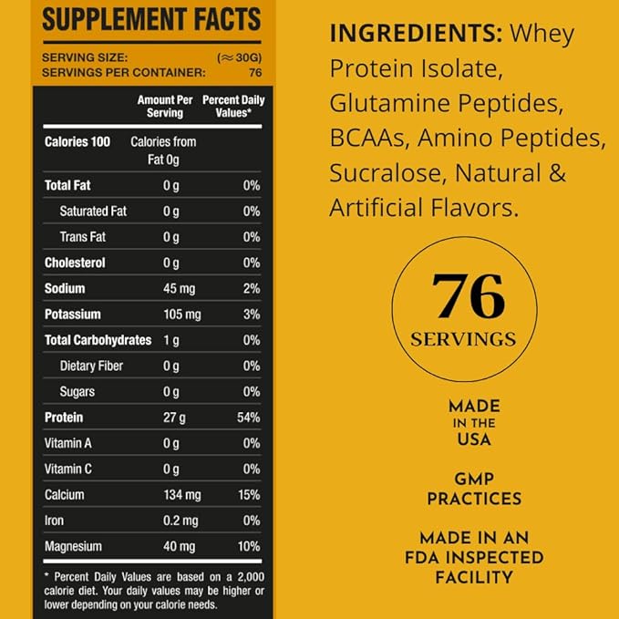 RSN Royal 100% Isolate Protein Powder | 27g Protein Isolate | 0 Sugar | 1g Carbs | 5 lbs | 76 Servings | Chocolate Delight