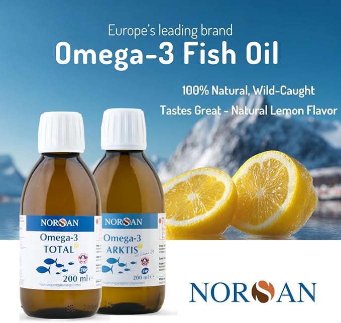 NORSAN Omega-3 Arktis Fish Oil – High-Potency 2000 mg EPA + DHA per Serving – Supports Heart Brain &amp Vision Health* – Natural Lemon Flavor – Friend of the Sea Certified – 6.8 fl oz Bottle (200ml