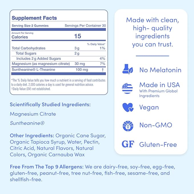 FIRST DAY Magnesium for Kids Gummies – Calm Kids Magnesium Citrate Gummies to Support Sleep &amp Relaxation – Bedtime Supplement with Suntheanine® L-Theanine NO Melatonin - Strawberry - 30-Day Suppl