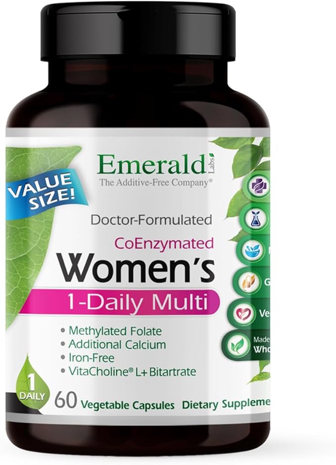 EMERALD LABS Women's 1-Daily Multi - Multivitamin for Women - Includes Calcium Zinc Vitamin B &amp More - Bone &amp Immune Support Supplement* - Gluten-Free - 60 Vegetable Capsules