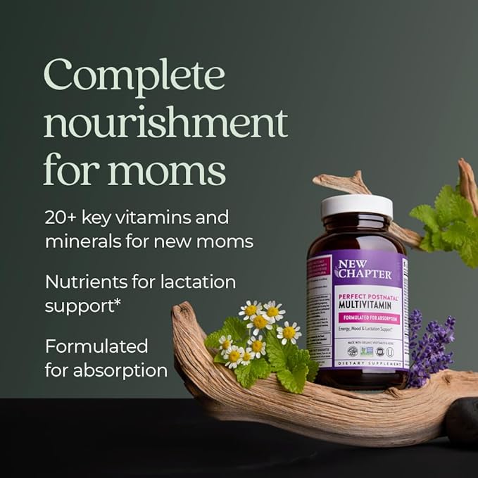 New Chapter Postnatal Vitamins Lactation Supplement Complete Multivitamin with Fermented Vitamin D3 + B Vitamins Made with Organic Vegetables &amp Herbs Non-GMO Ingredients 96 Count