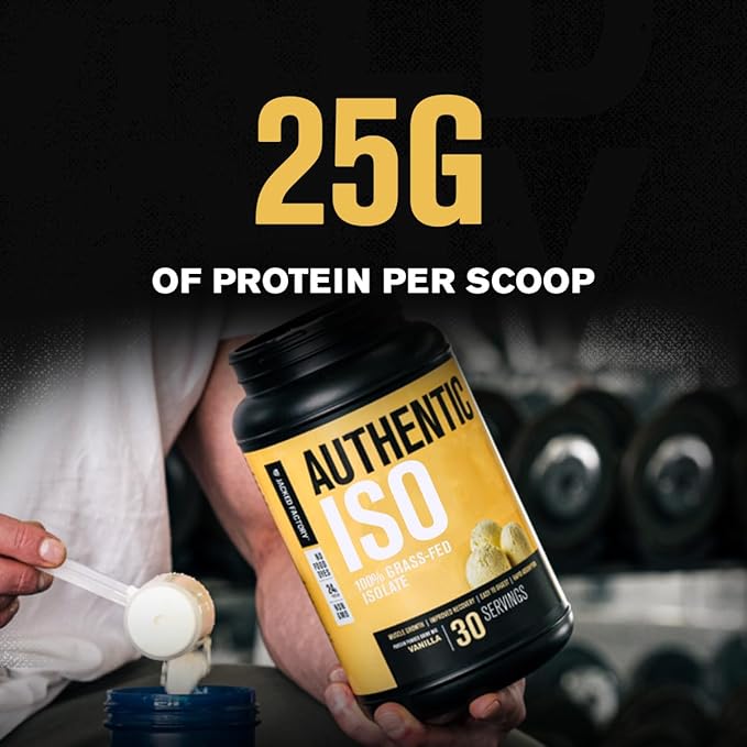 Jacked Factory Authentic ISO Grass Fed Whey Protein Isolate Powder - Low Carb Non-GMO Muscle Building Protein (30 Servings Vanilla) Creatine Monohydrate Powder (30 Servings Unflavored)