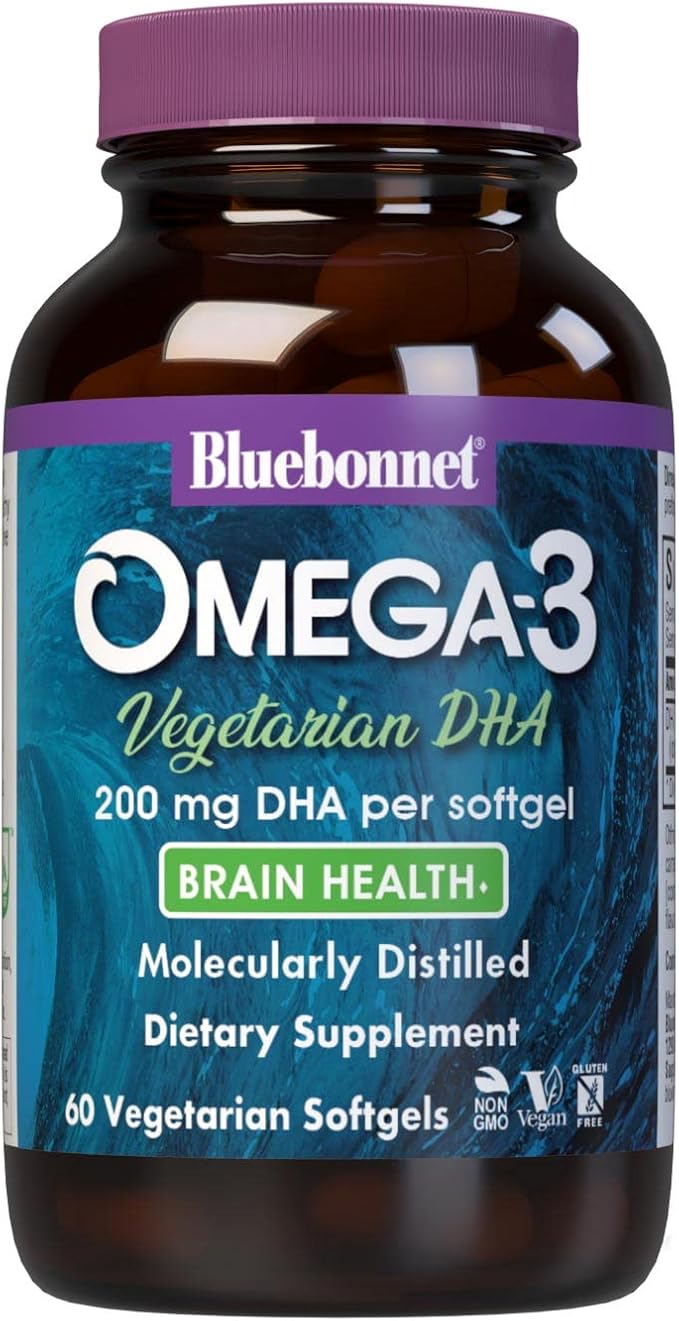 Bluebonnet Natural Omega-3 Vegetarian DHA Vegetarian Softgels 200 mg 60 Count ('743715009097)