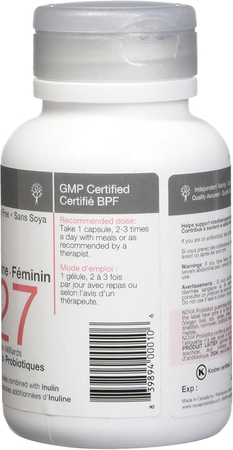 NOVA Probiotics Multi-Strain Feminine 27 Billion Probiotics per Capsule -60 VCaps