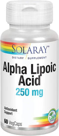 SOLARAY Alpha Lipoic Acid 250 mg - 60 VegCaps - Healthy Antioxidant Activity &amp Energy Support - Non-GMO &amp Vegan