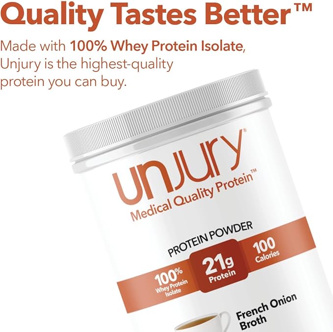 Unjury Whey Protein Powder | French Onion High Protein Soup | 21g 100% Whey Isolate Protein Powder | Low Carb and Lactose Free | Gluten Free | Certified Kosher | 15 Servings