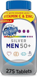 GOOFY TURTLE Silver Men 50+ Multivitamin Better Guide Vitamins Supplements 275 Count (Pack of 1 Bottle)